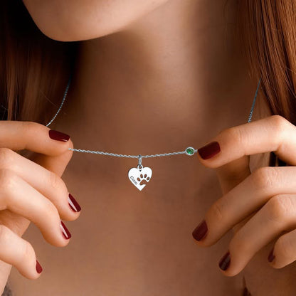 Collar personalizado con nombre y huella de corazón