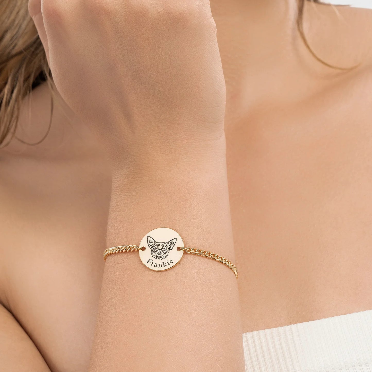 Pulsera personalizada con grabado de foto de mascota