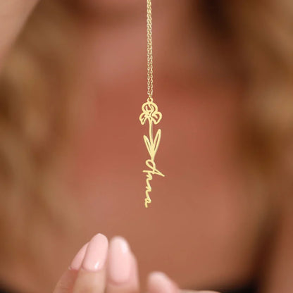 Collar personalizado con nombre y flor de nacimiento