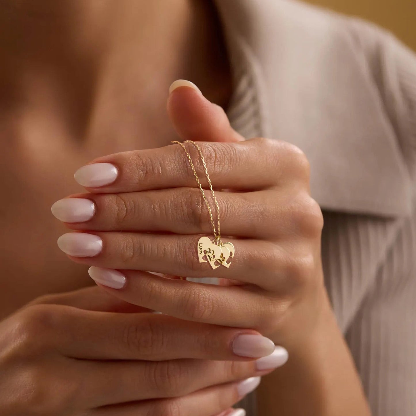 Collar personalizado con nombre y huella de corazón