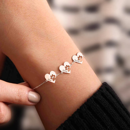 Pulsera personalizada con nombre y huella de corazón
