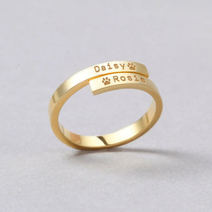 Anillo personalizado con nombre de mascota