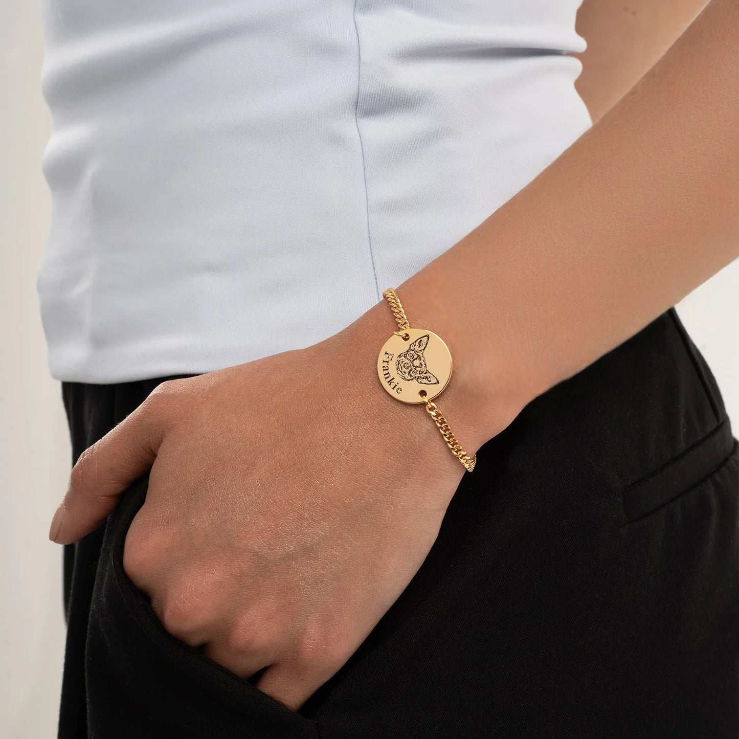 Pulsera personalizada con grabado de foto de mascota